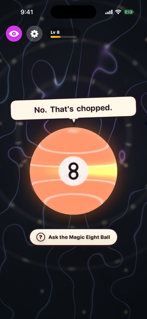 Comic speech bubble saying No. That's chopped.